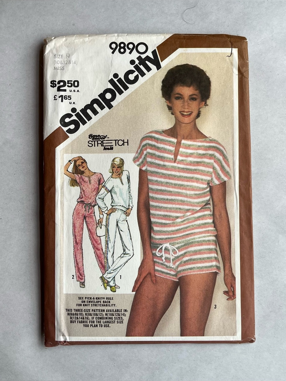 Vintage 80’s Simplicity 9890 Misses Pullover Top Pants Shorts Sewing Pattern